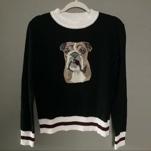 Lisa Todd Nino Bulldog crewneck varsity style sweater small cashmere